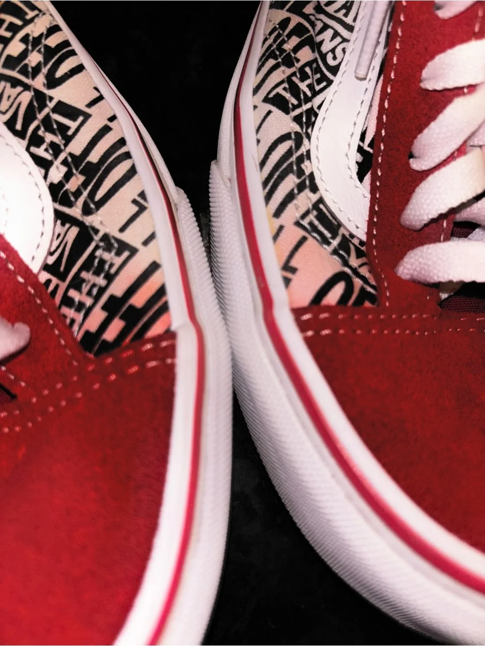 Vans Red, Black & White Logo Print Old Skool Sneakers